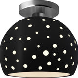 Carbon Brushed Nickel Brushed Nickel Perforated Medium Globe Semi- Flush by Justice Design