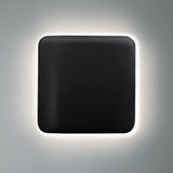 Carbon Matte Black Ceramic Small Square Backlit ADA Color Selectable Wall Sconce by Justice Design