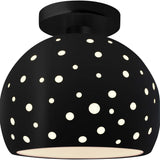 Carbon Matte Black Matte Black Perforated Medium Globe Semi- Flush by Justice Design