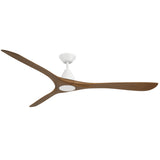 Carve Fan 72 Inch Matte White Distressed Koa By Modern Forms - Front View