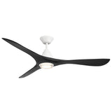 Carve Fan with Luminaire 60 Inch Matte White Matte Black By Modern Forms