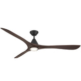 Carve Fan with Luminaire 72 Inch Matte Black Dark Walnut By Modern Forms