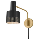 Casey Swing Arm Single Light Sconce - Lacquered Brass / Black