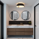 Casia Flushmount by Cerno lifestyle - matte black flush mount in a modern bathroom