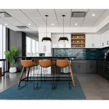 Casia Pendant Lights by Cerno lifestyle - matte black pendants over an office kitchen table