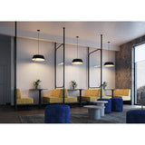 Casia Pendant Lights by Cerno lifestyle - row of matte black pendants in a lounge seating area