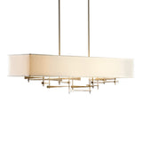 Cavaletti Linear Suspension, shown in Dark Smoke, Flax Shade, by Hubbardton Forge