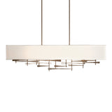 Cavaletti Linear Suspension, shown in Dark Smoke, Natural Anna Shade, by Hubbardton Forge