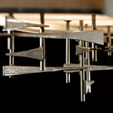 Cavaletti Linear Suspension detail in Dark Smoke, Flax Shade, by Hubbardton Forge