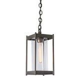 Cela Outdoor Pendant Small, shown in Coastal Dark Smoke, Clear Glass, by Hubbardton Forge