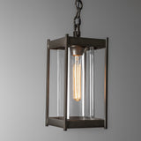 Cela Outdoor Pendant Small detail in Coastal Dark Smoke, Clear Glass, by Hubbardton Forge