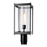 Cela Outdoor Post Lantern, shown in Coastal Black, Clear Glass, by Hubbardton Forge