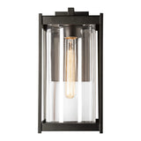Cela Outdoor Wall Light Large, shown in Coastal Oil Rubbed Bronze, Clear Glass, by Hubbardton Forge