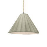 Celadon Green Crackle-Beige Twisted Cord Short Fluted Ceramic Pendant by Justice Design