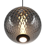 Celeste LED Round Pendant Light Black Smoke Glass By Artcraft - Detailed View1