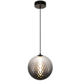 Celeste LED Round Pendant Light Black Smoke Glass By Artcraft - Front View