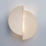 Ceramic ADA Offset Circle LED Wall Sconce White Crackle By Justice Light View