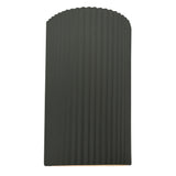 Ceramic ADA Pleated Cylinder Large Pewter Green By Justice Design