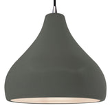 Ceramic Droplet 1 Light Pendant Large Pewter Green By Justice Design