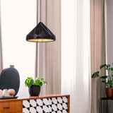 Ceramic Geometric Pendant Carbon Matte Black Antique Brass By Justice