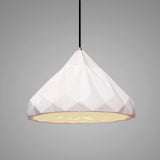 Ceramic Geometric Pendant Gloss White Aged Brass By Justice