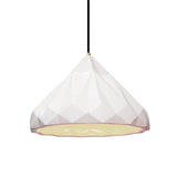 Ceramic Geometric Pendant Gloss White Aged Brass By Justice