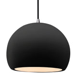 Ceramic Globe 1 Light Pendant Medium Carbon Matte Black By Justice Design