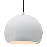 Ceramic Globe 1 Light Pendant Medium Gloss White By Justice Design