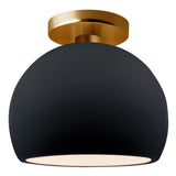Ceramic Globe Semi Flush Small Gloss Black By Justice Design