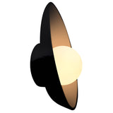 Ceramic Oval Coupe Wall Sconce Gloss Black By Justice Design Side View