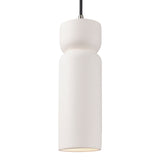 Ceramic Tall Hourglass Pendant Bisque Brushed Nickel By Justice