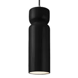 Ceramic Tall Hourglass Pendant Gloss Black Polished Chrome By Justice
