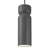 Ceramic Tall Hourglass Pendant Gloss Gray Brushed Nickel By Justice