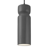 Ceramic Tall Hourglass Pendant Gloss Gray Matte Black By Justice