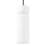 Ceramic Tall Hourglass Pendant Gloss White Brushed Nickel By Justice