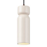 Ceramic Tall Hourglass Pendant Matte White Dark Bronze By Justice