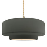 Ceramic Tier 1 Light Pendant Large Pewter Green By Justice Design