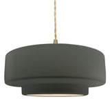 Ceramic Tier 1 Light Pendant Medium Pewter Green By Justice Design