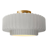 Ceramic Tier Pleated Semi Flush Large Bisque By Justice Design