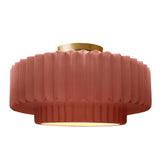 Ceramic Tier Pleated Semi Flush Large Canyon Clay By Justice Design