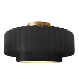 Ceramic Tier Pleated Semi Flush Large Carbon Matte Black By Justice Design