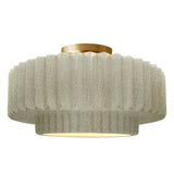 Ceramic Tier Pleated Semi Flush Large Celadon Green Crackle By Justice Design