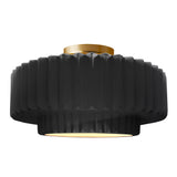 Ceramic Tier Pleated Semi Flush Large Gloss Black By Justice Design