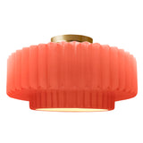 Ceramic Tier Pleated Semi Flush Large Gloss Blush By Justice Design