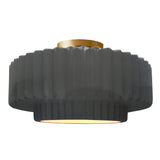 Ceramic Tier Pleated Semi Flush Large Gloss Gray By Justice Design