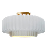 Ceramic Tier Pleated Semi Flush Large Gloss White By Justice Design