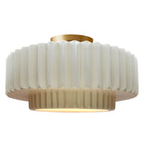 Ceramic Tier Pleated Semi Flush Large Matte White By Justice Design
