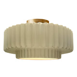 Ceramic Tier Pleated Semi Flush Large Vanilla Gloss By Justice Design