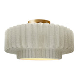 Ceramic Tier Pleated Semi Flush Large White Crackle By Justice Design