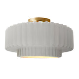 Ceramic Tier Pleated Semi Flush Small Bisque By Justice Design